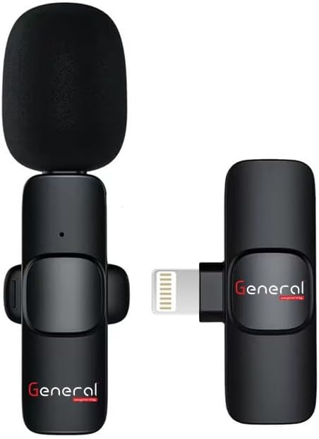 General VG-20 Vlogging Kit for Mobile & Digital Cameras with LED Light, K10 wireless Microphone for iphone, Phone Holder and Tripod Stand