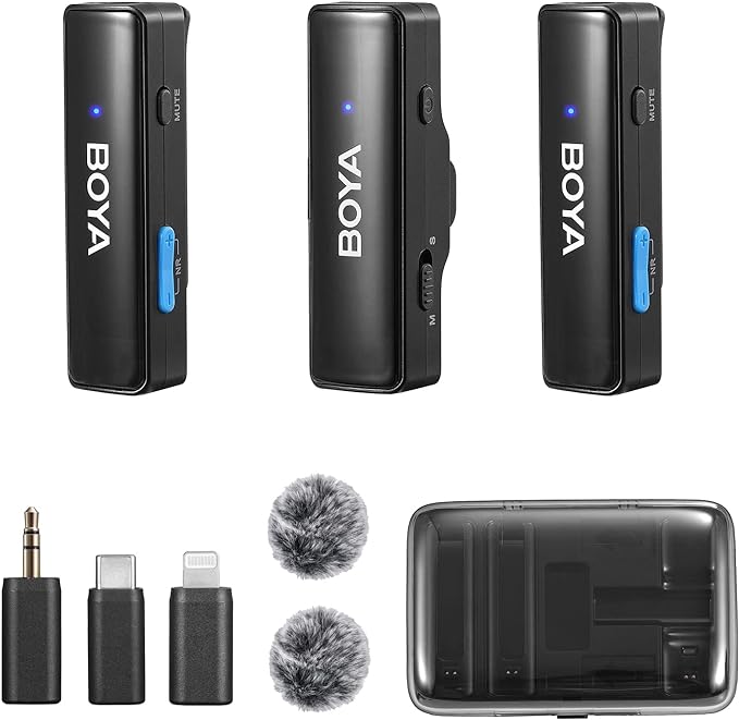 BOYA BOYALINK Wireless Lavalier Microphone for iPhone/Android/Camera (Black)