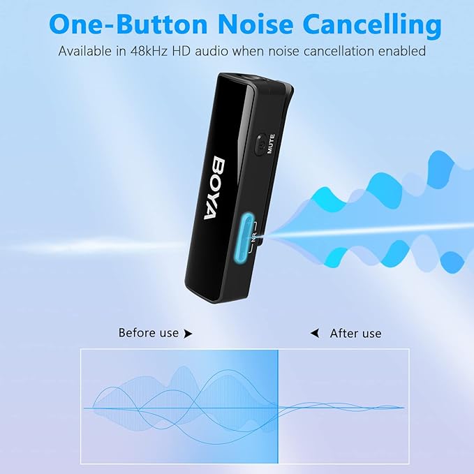 BOYA BOYALINK Wireless Lavalier Microphone for iPhone/Android/Camera (Black)