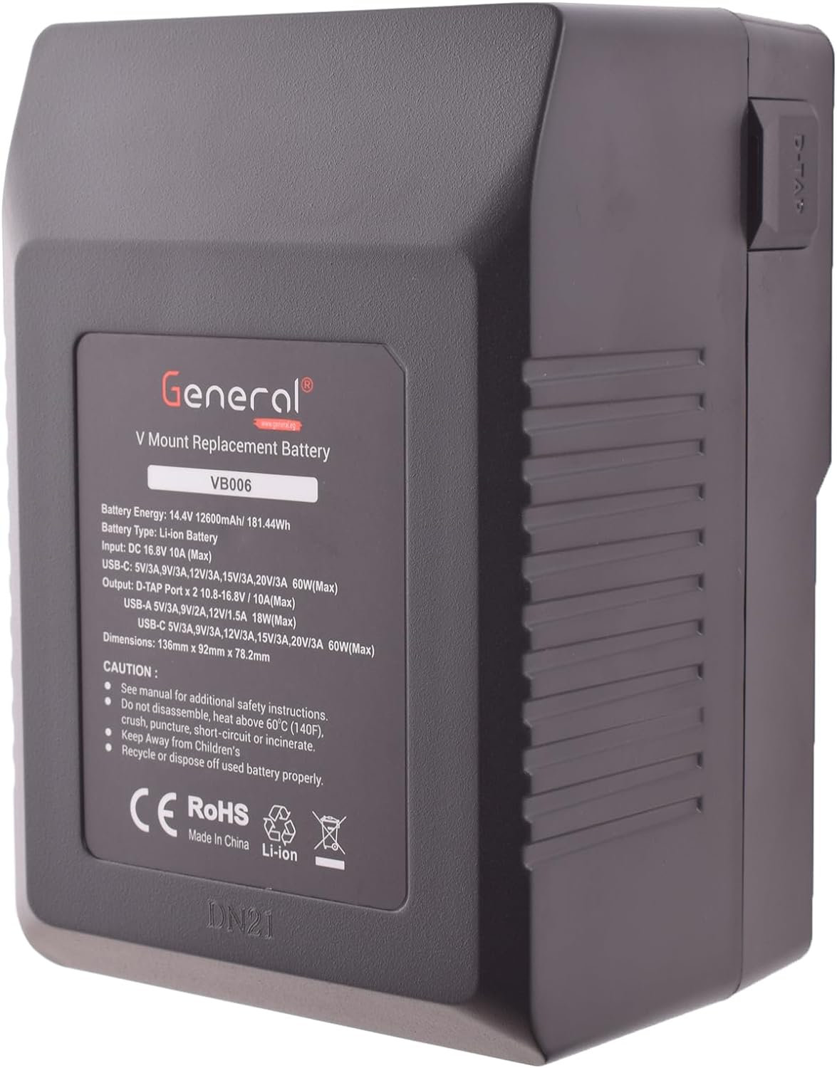 General VB006 V Mount Replacement Battery 14.4V 12600mAh – Black (Black)