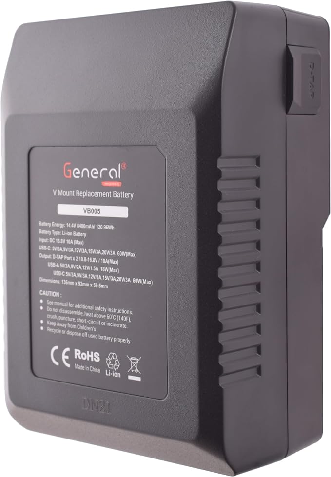 General VB005 V Mount Replacement Battery 14.4V 8400mAh - Black (Black)