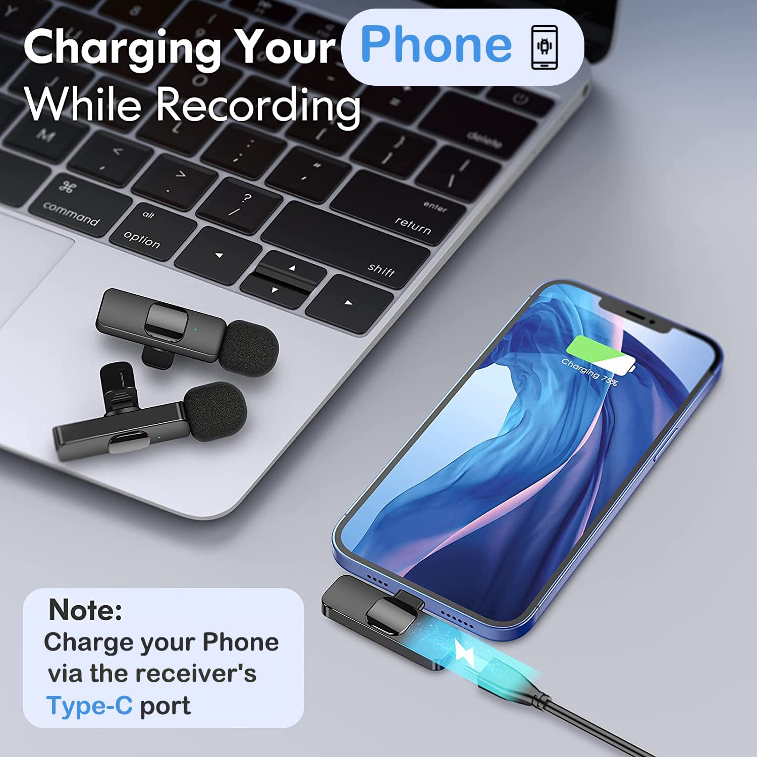 General K10 K2 Wireless Microphone type-c (Black)