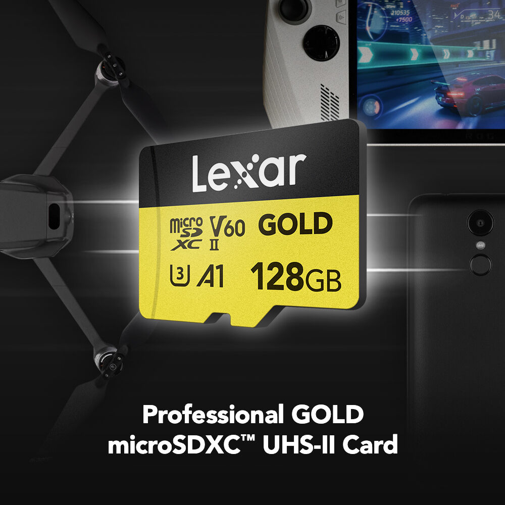 Lexar Professional GOLD UHS-II microSDXC Memory Card(128G) (Gold)