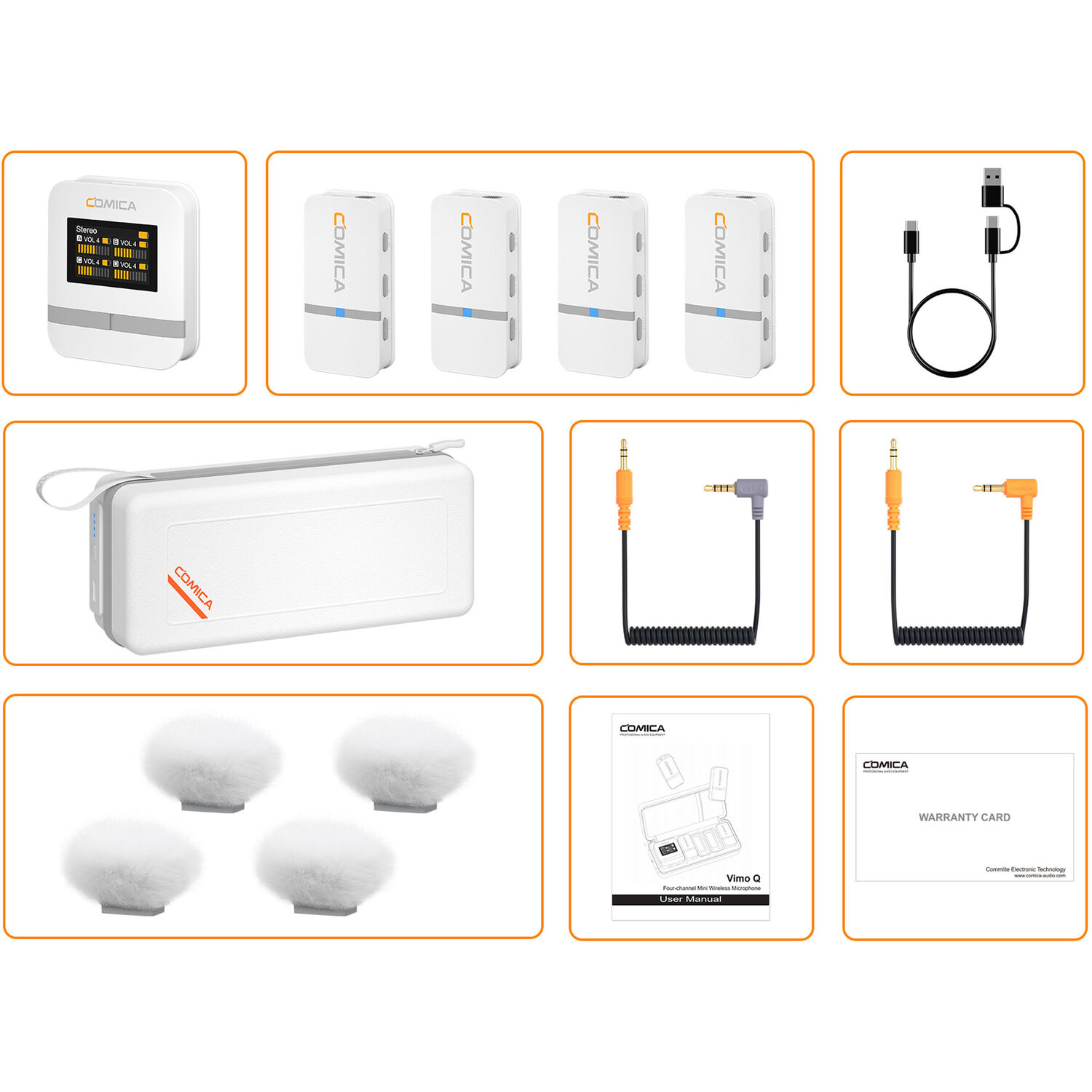 Comica Audio Vimo Q K4-Person Wireless Microphone System for Cameras & Smartphones (White)