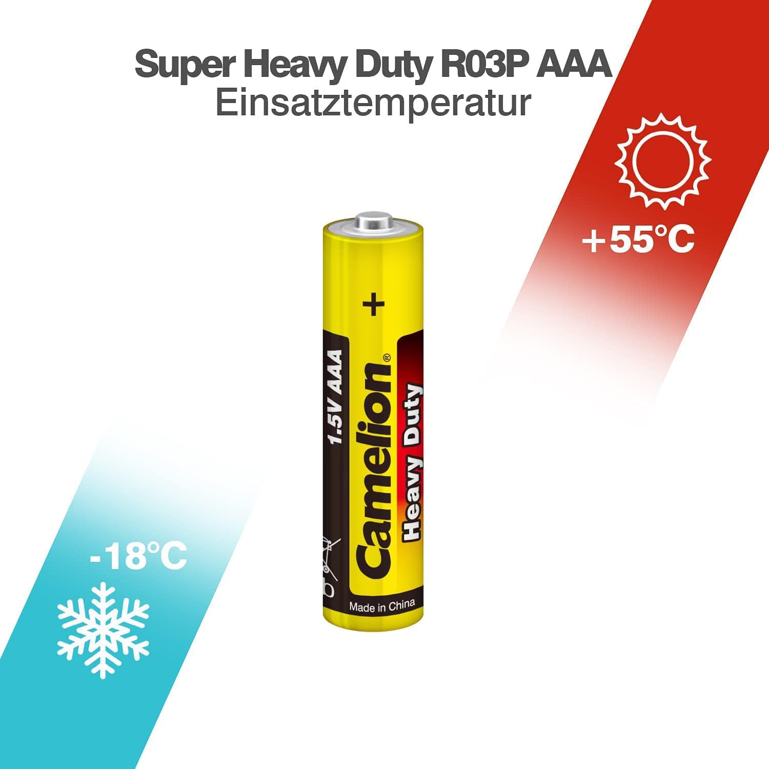 Camelion Heavy Duty AAA R03 1.5V Zinc-Carbon Batteries, 2-Pack