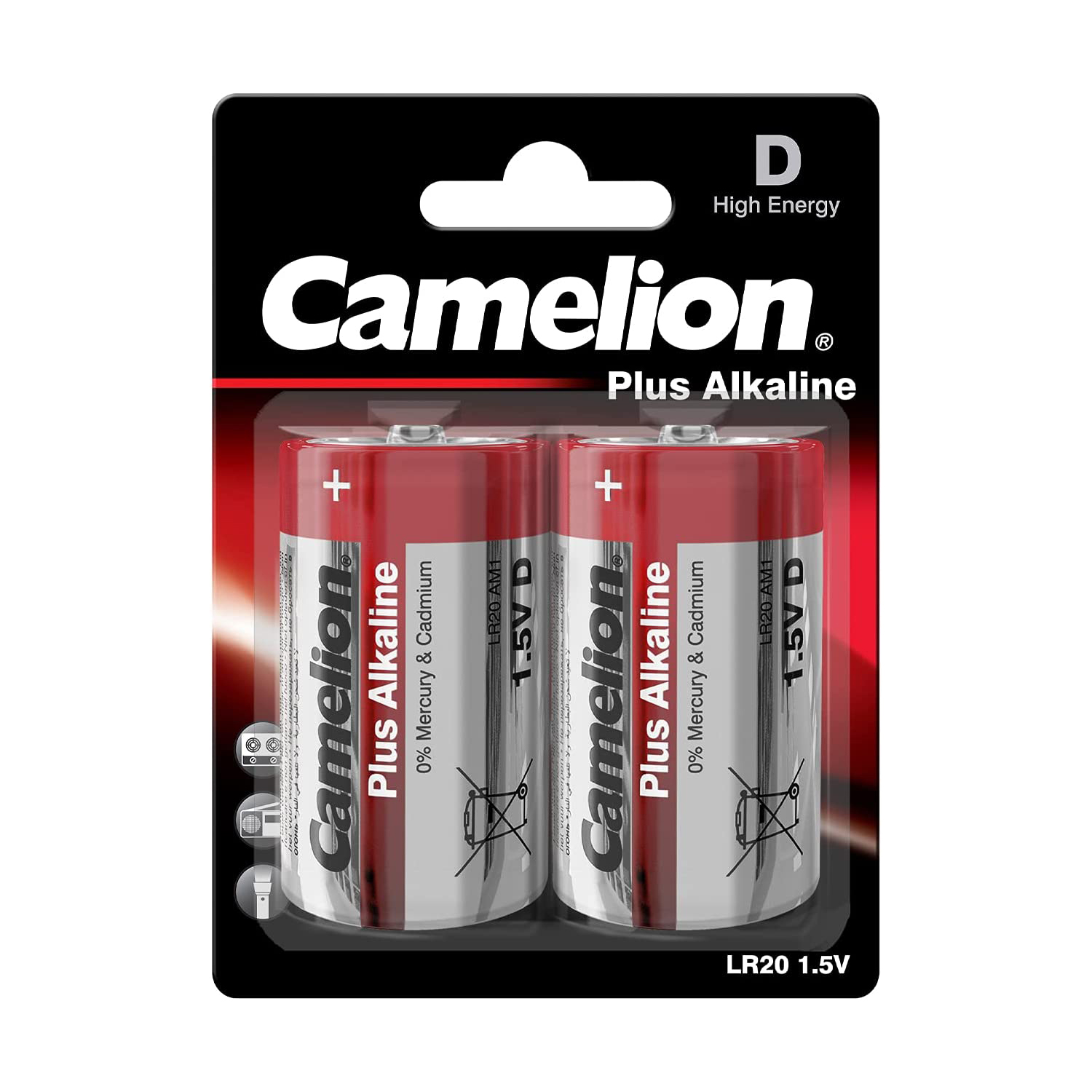 Camelion Plus Alkaline Red D LR20-BP2 2pc Card