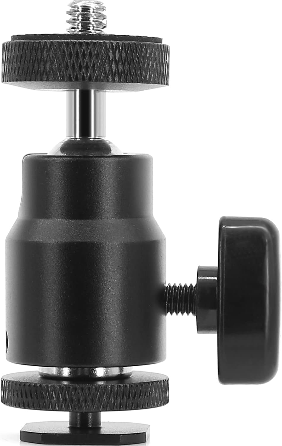 Anwenk 1/4" Hot Shoe Adapter Mount Camera Ball Head Hot Shoe Mount with 1/4" Tripod Screw Head for Lightweight Light LCD Monitors Flash Photography Studio Action Camera (Black)