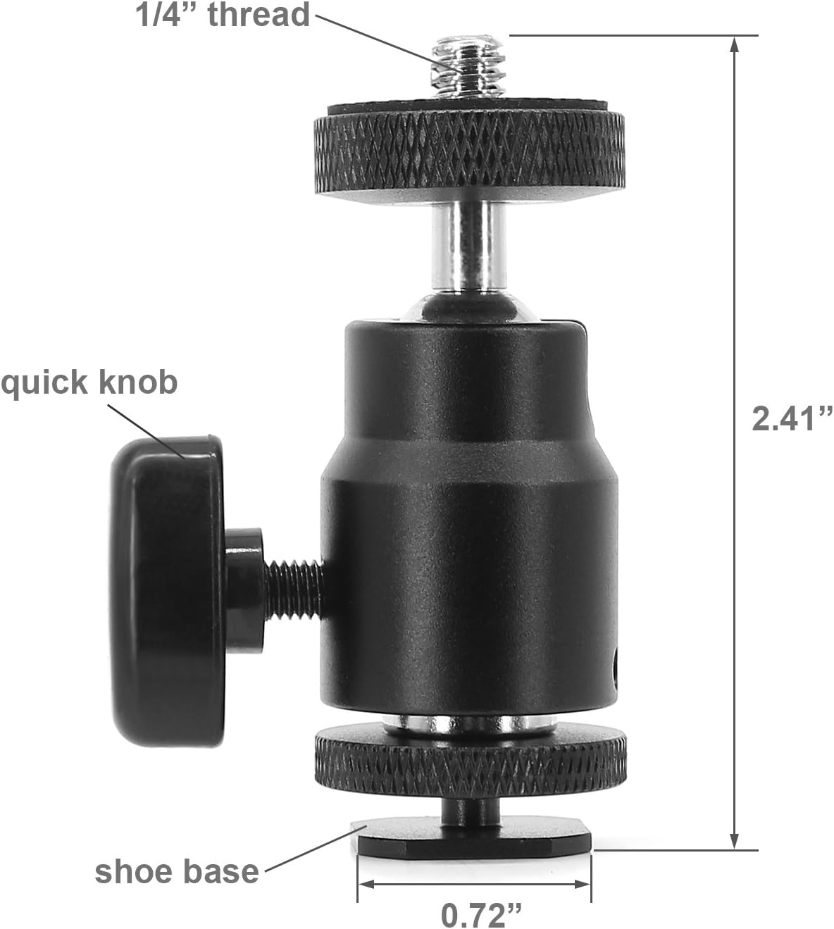 Anwenk 1/4" Hot Shoe Adapter Mount Camera Ball Head Hot Shoe Mount with 1/4" Tripod Screw Head for Lightweight Light LCD Monitors Flash Photography Studio Action Camera (Black)