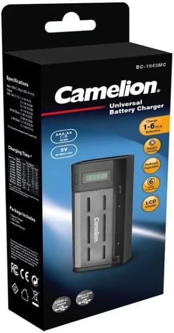 Camelion BC-1043MC Universal Charger – Efficient and Reliable Charging for AAA, AA, C, D, and 9V Rechargeable Batteries