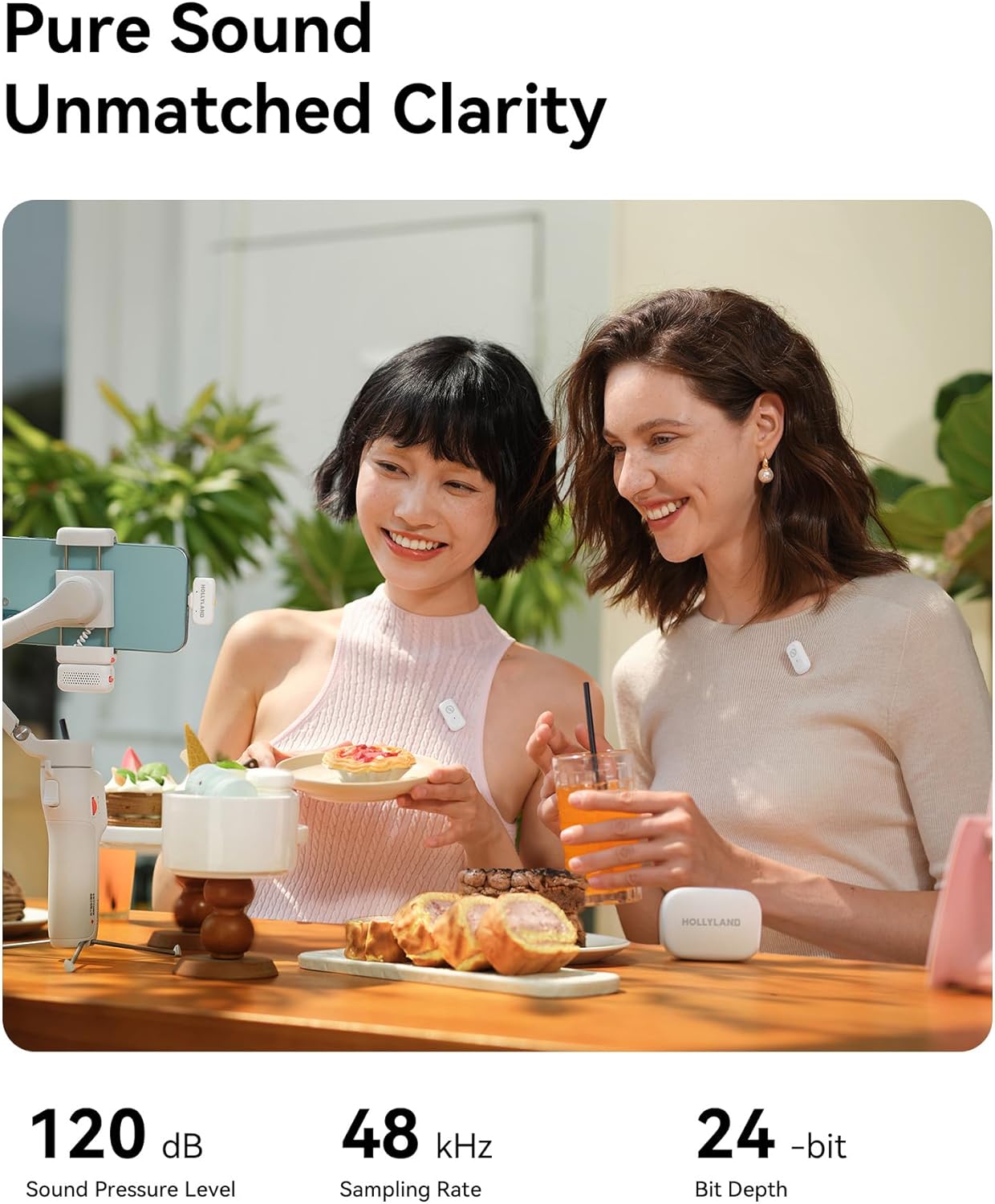 Hollyland LARK A1 Combo 2-Person Wireless Microphone System with USB-C and Lightning Connectors for Mobile Devices (Space Gray, 2.4 GHz) (White)