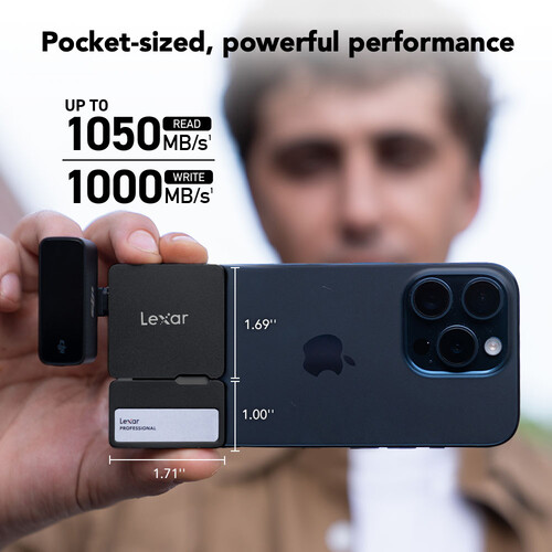 Lexar 1TB Professional Go USB 3.2 Gen 2 Portable SSD with Hub