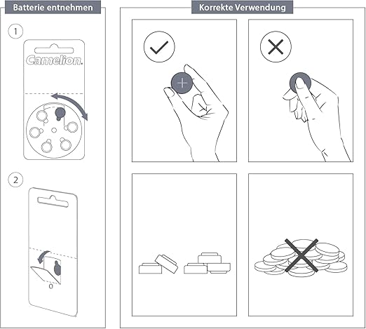 Camelion Extreme Power A13 Hearing Aid Batteries – 60-battery (10 Cards x 6 Cells) – Zinc Air – PR48 – 1.45V – Mercury-Free