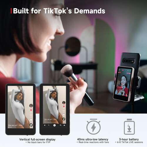 Synco XView M4 Selfie Monitor Screen for Phone Vlogging (Black)