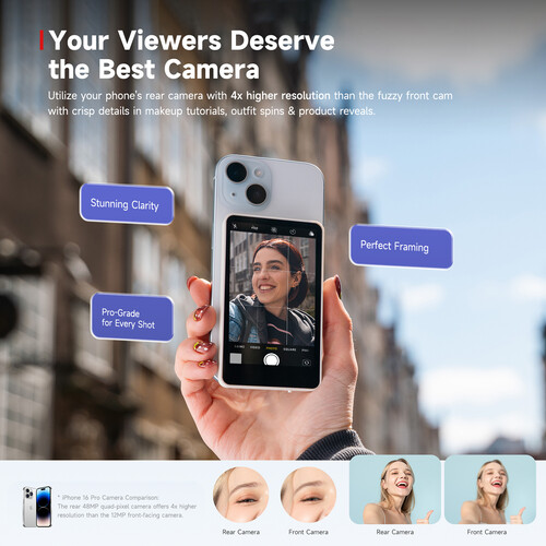 Synco XView M4 Selfie Monitor Screen for Phone Vlogging (Pink)