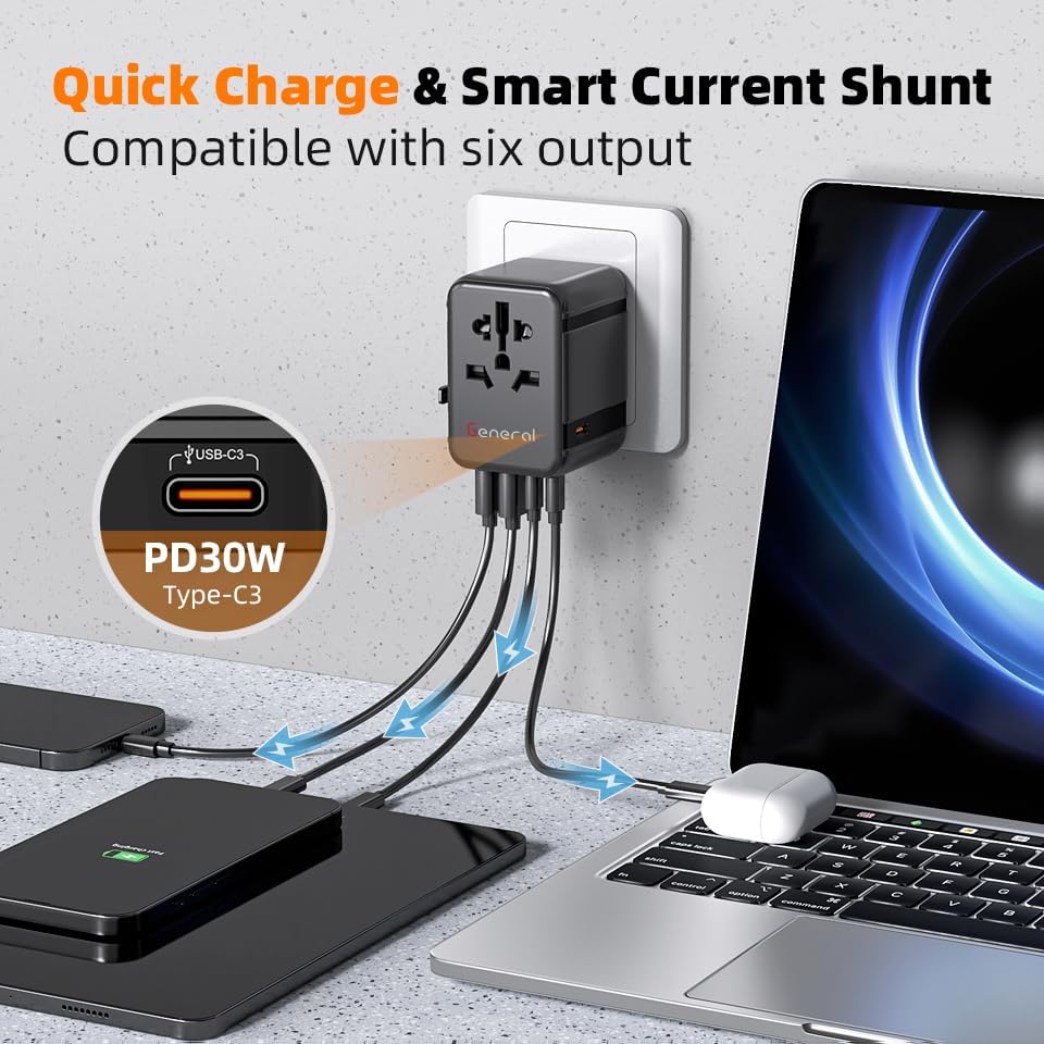 General GP661 30W Universal Travel Adapter with PD Fast Charging