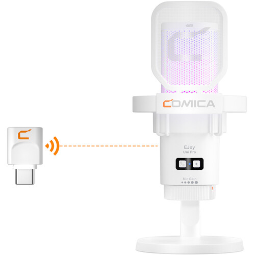Comica EJoy Uni Pro D RGB Wireless/USB-C Mic Desktop Stand (White)