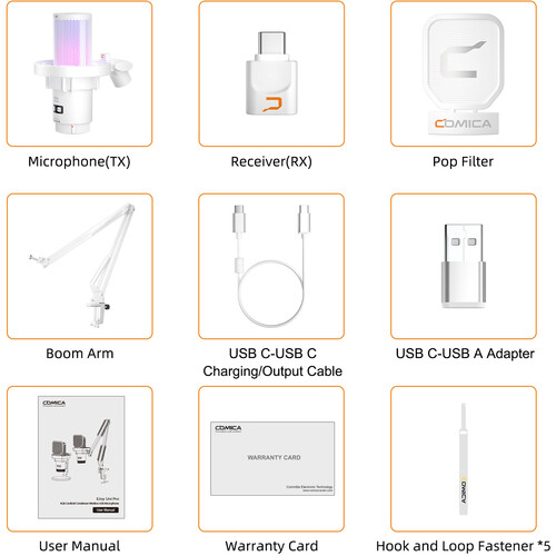 Comica EJoy Uni Pro A RGB Wireless/USB-C Mic Desktop ARM (White)