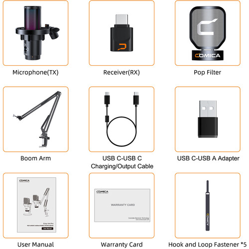 Comica EJoy Uni Pro A RGB Wireless/USB-C Mic Desktop ARM (Black)