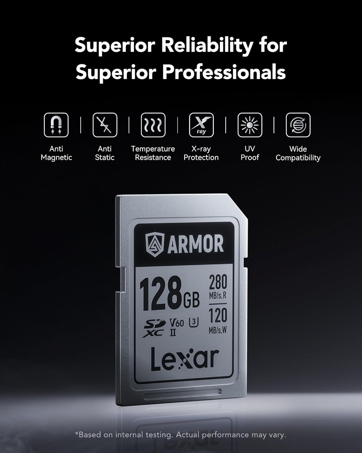 Lexar ARMOR SD 128GB Silver Pro 280MB/s V60 (Silver)