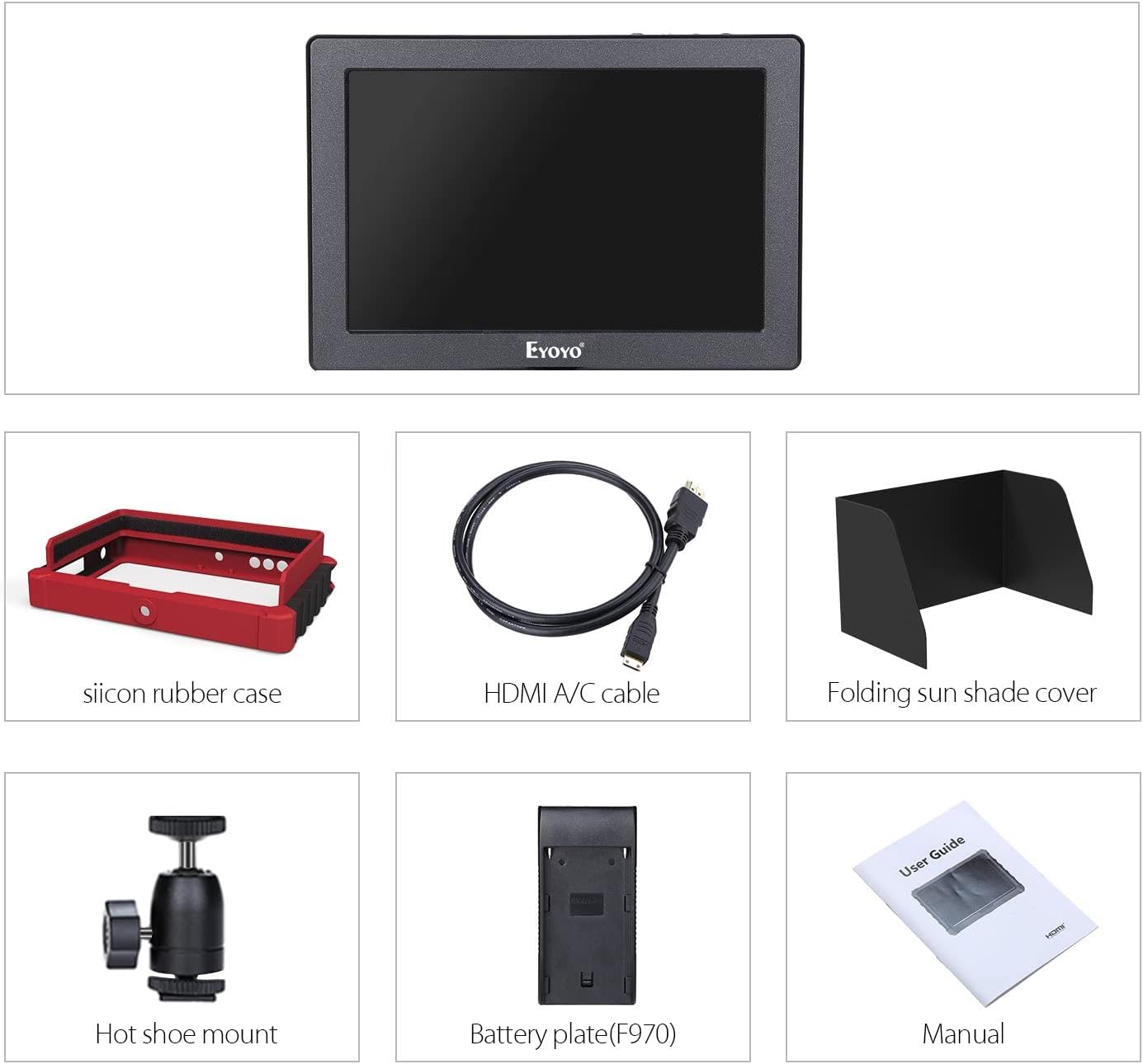 Lilliput A7S EY-ZB0167 7-inch IPS Screen 4K Camera Field Monitor for Mirrorless Cameras