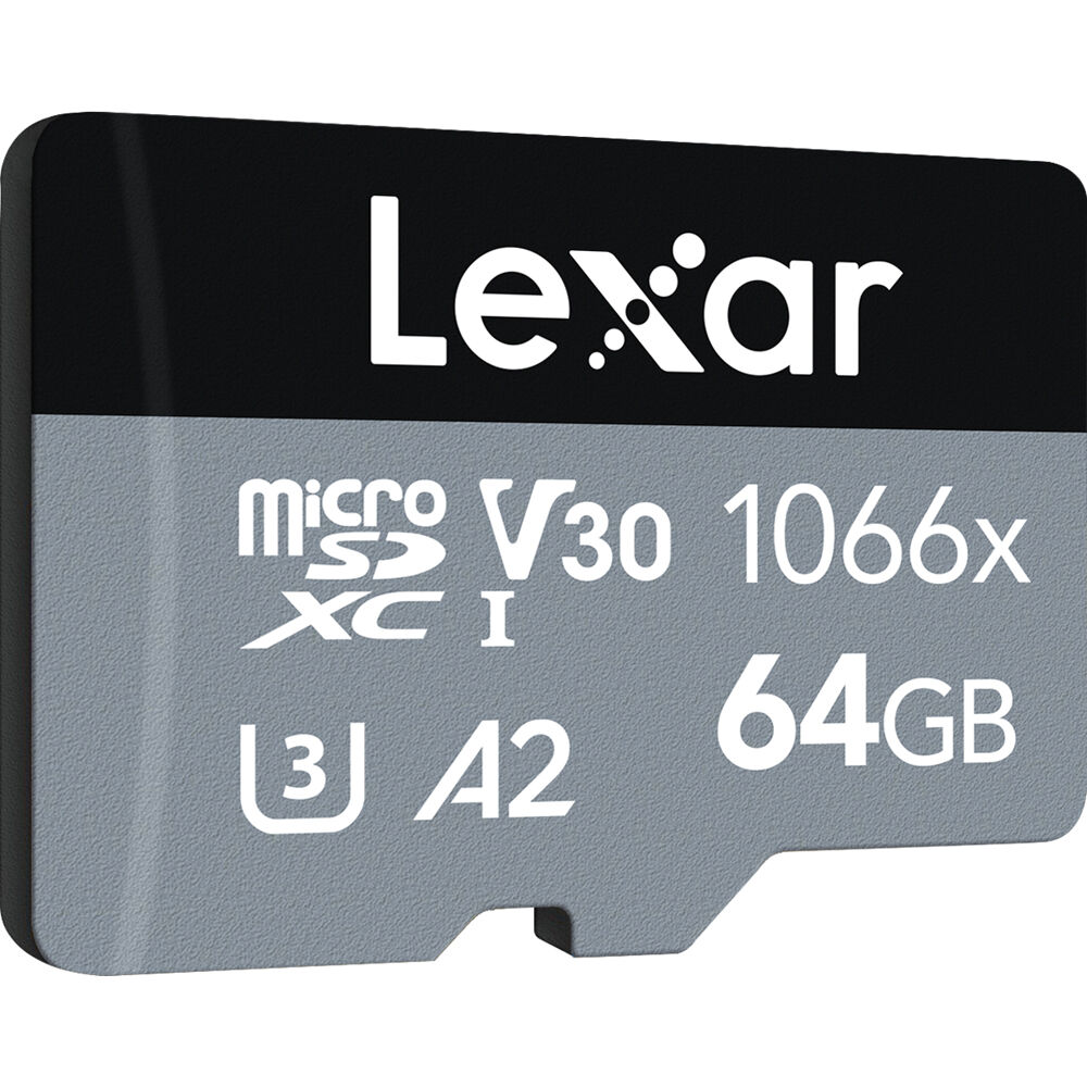 Lexar 64GB Professional 1066x UHS-I microSDXC Memory Card with SD Adapter (SILVER Series)