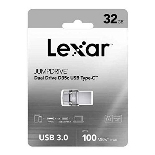 Lexar 32GB  JumpDrive Dual Drive D35c USB 3.0 Type-C Flash Drive 100MB/s