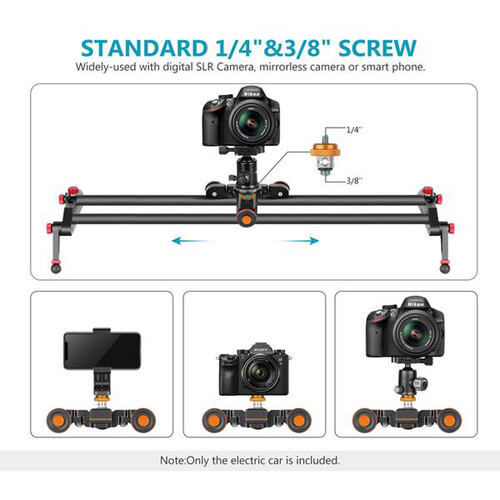 General 3-Wheel Camera Dolly with Motorized Track Rail Slider & Remote