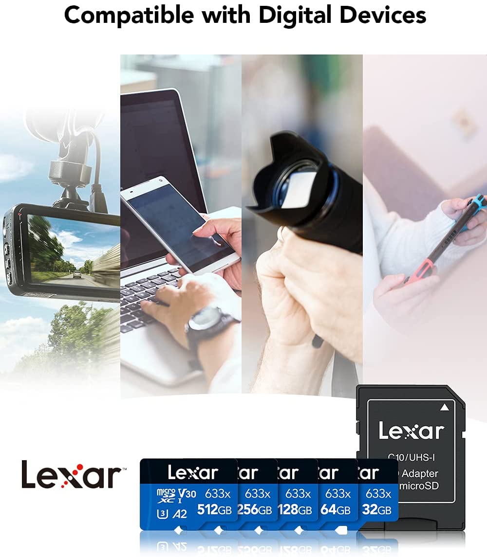 Lexar 64GB High-Performance 633x UHS-I microSDHC Memory Card with SD Adapter