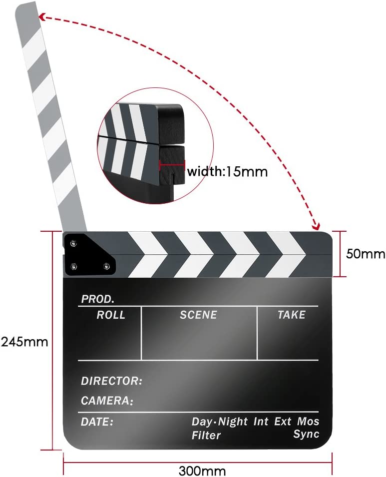 non brand Acrylic Plastic 25x30cm Dry Erase Director's Film Movie Clapboard (Black)