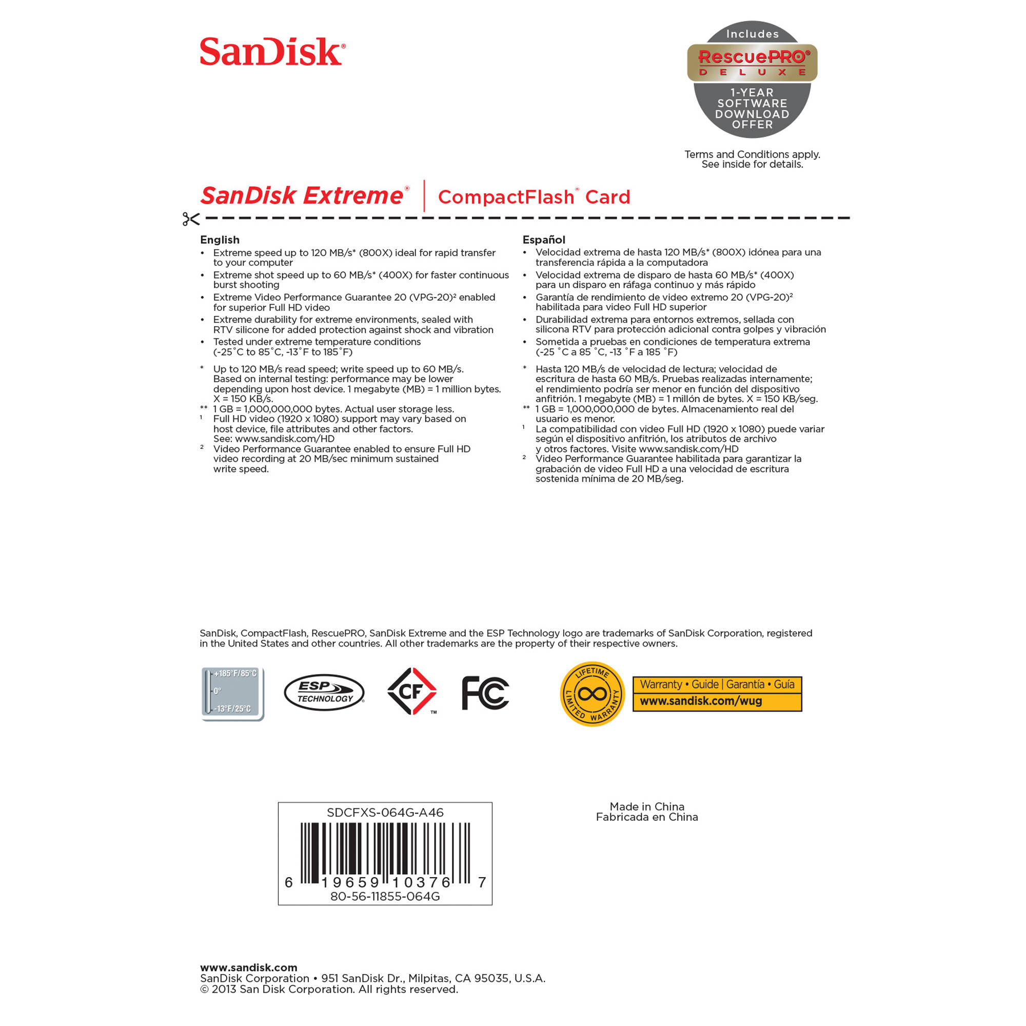 SanDisk 64 GB Extreme CompactFlash Memory Card (120MB/s) - Image 4