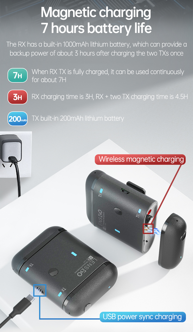 LENSGO 318C II 2.4GHz Dual Clip on Wireless Lavalier Microphone - Image 6