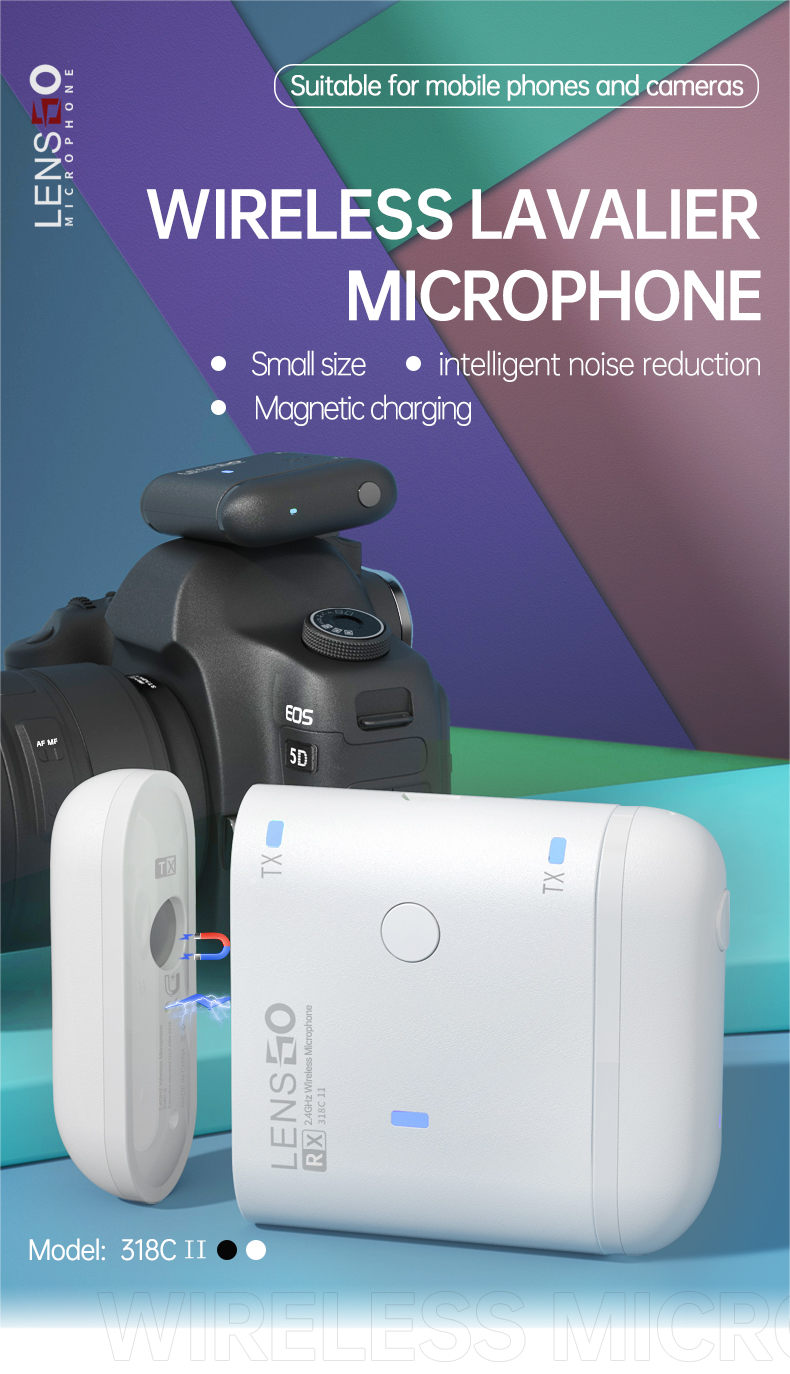 LENSGO 318C II 2.4GHz Dual Clip on Wireless Lavalier Microphone - Image 8