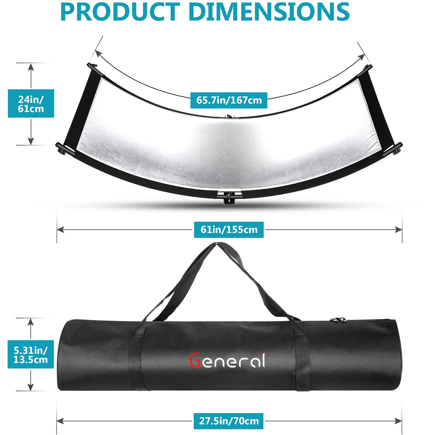 general Neewer Clamshell Light Reflector Diffuser with Carry Bag (180 x 60cm) - Image 2