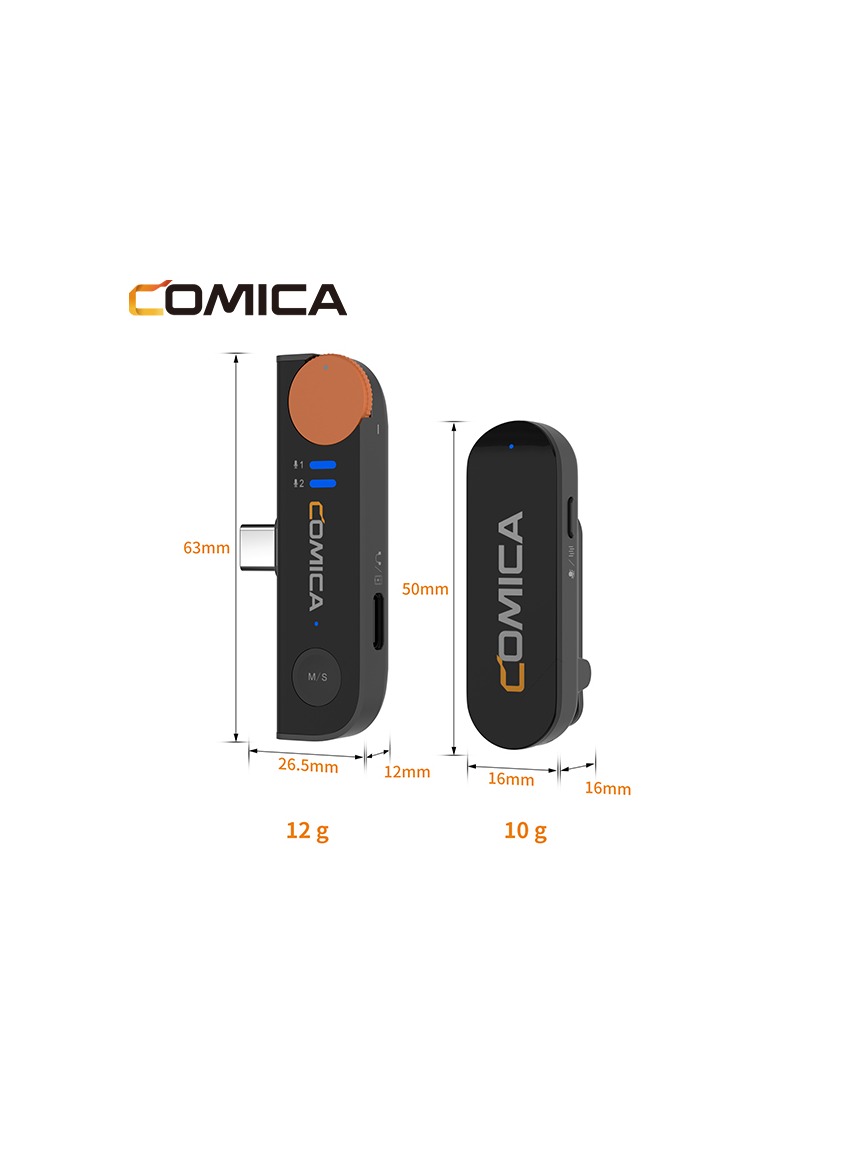 Comica Vimo S-UC Dual Mini Wireless Microphone Type C BLACK - Image 2