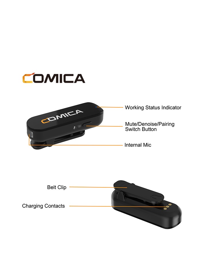 Comica Vimo S-UC Dual Mini Wireless Microphone Type C BLACK - Image 6