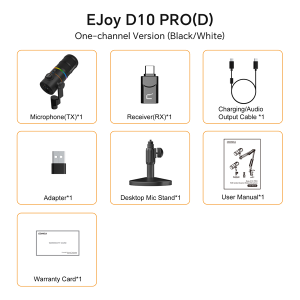 Comica EJoy D10 Pro (D) RGB Wireless/USB-C Mic - Image 11