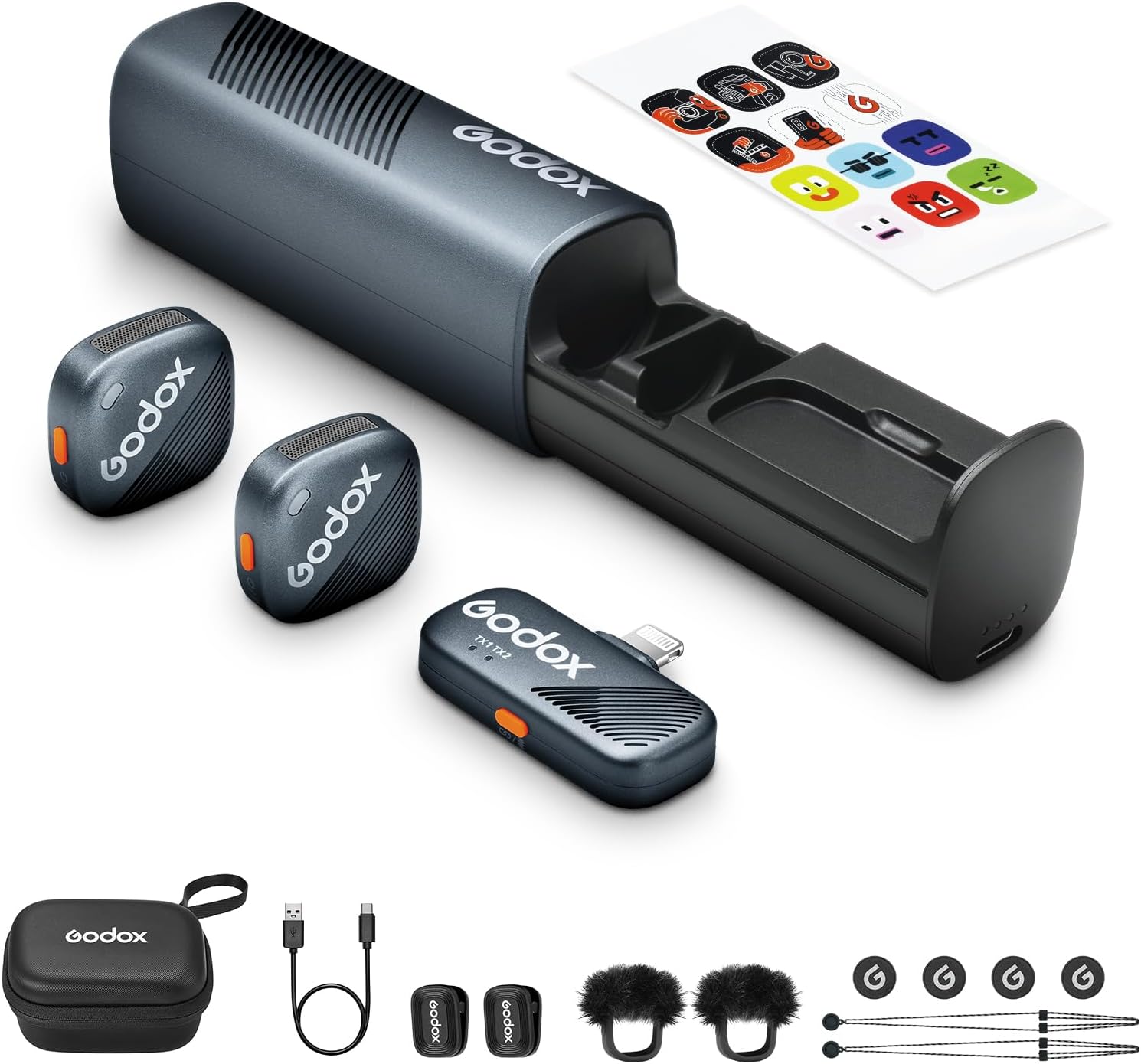 Godox Cube-SL K2 IPhone Microphone (Black) + Mic adaptor - Image 2